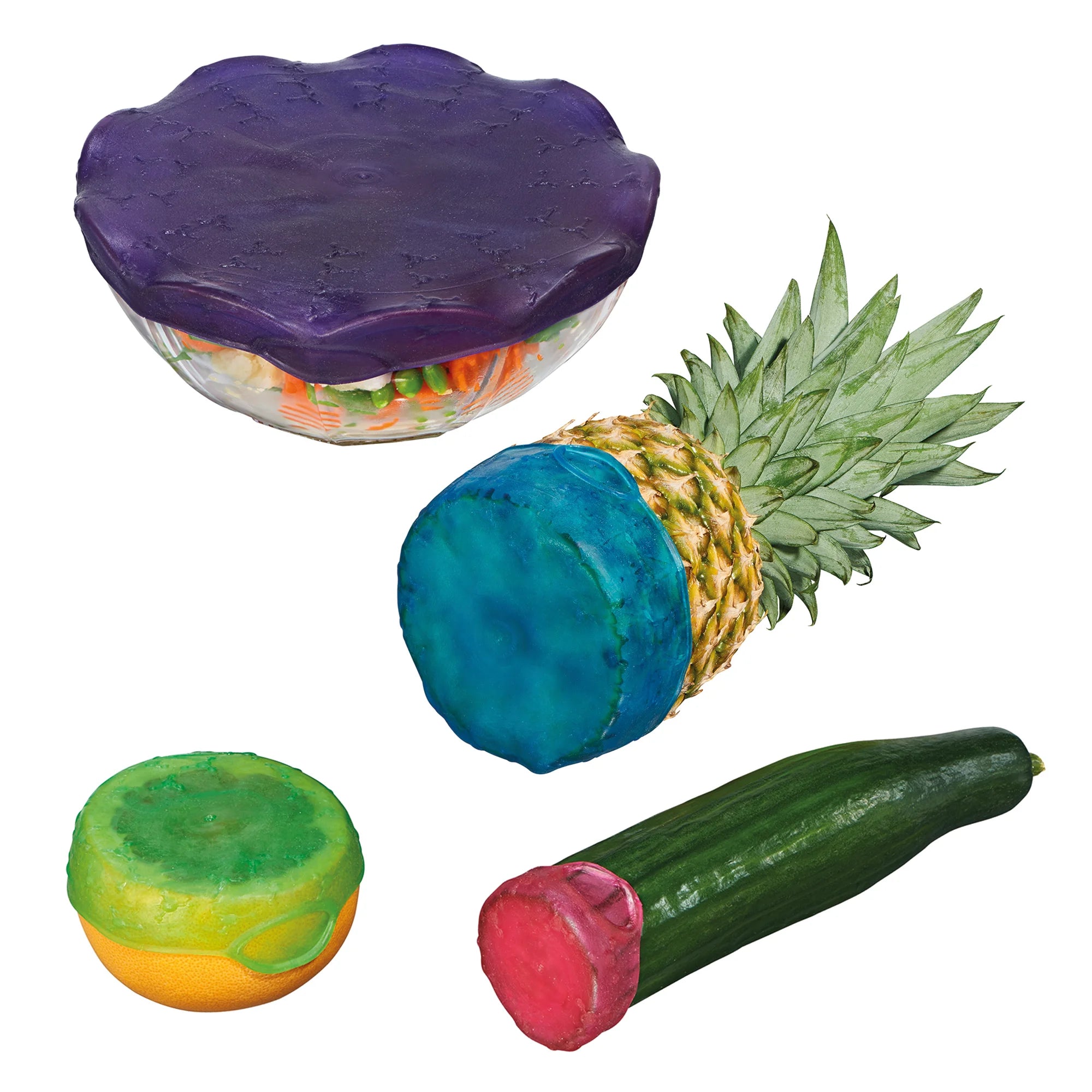 Set Of 4 Jelly Food Lids, Blubber Fusion Cover, Food Covers Freshness Protector, Kitchen Reusable Food & Container Covers, Stretchable Wraps Food Saver Set, Fruit Wrap Lid Stretch Sealer Set Of 4 Jelly Food Lids, Blubber Fusion Cover, Food Covers Freshness Protector, Kitchen Reusable Food & Container Covers, Stretchable Wraps Food Saver Set, Fruit Wrap Lid Stretch Sealer